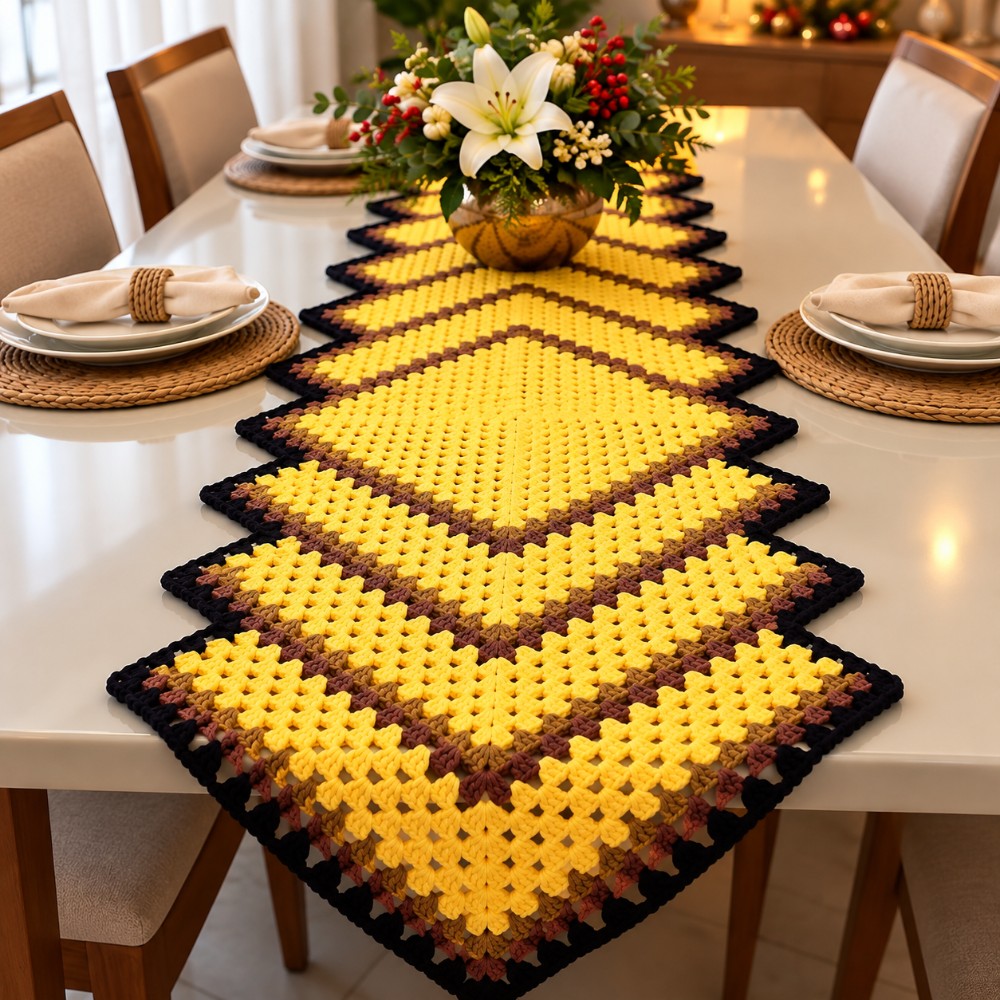Trilho de Mesa de Crochê para Mesa com 6 Cadeiras – Natal e Réveillon