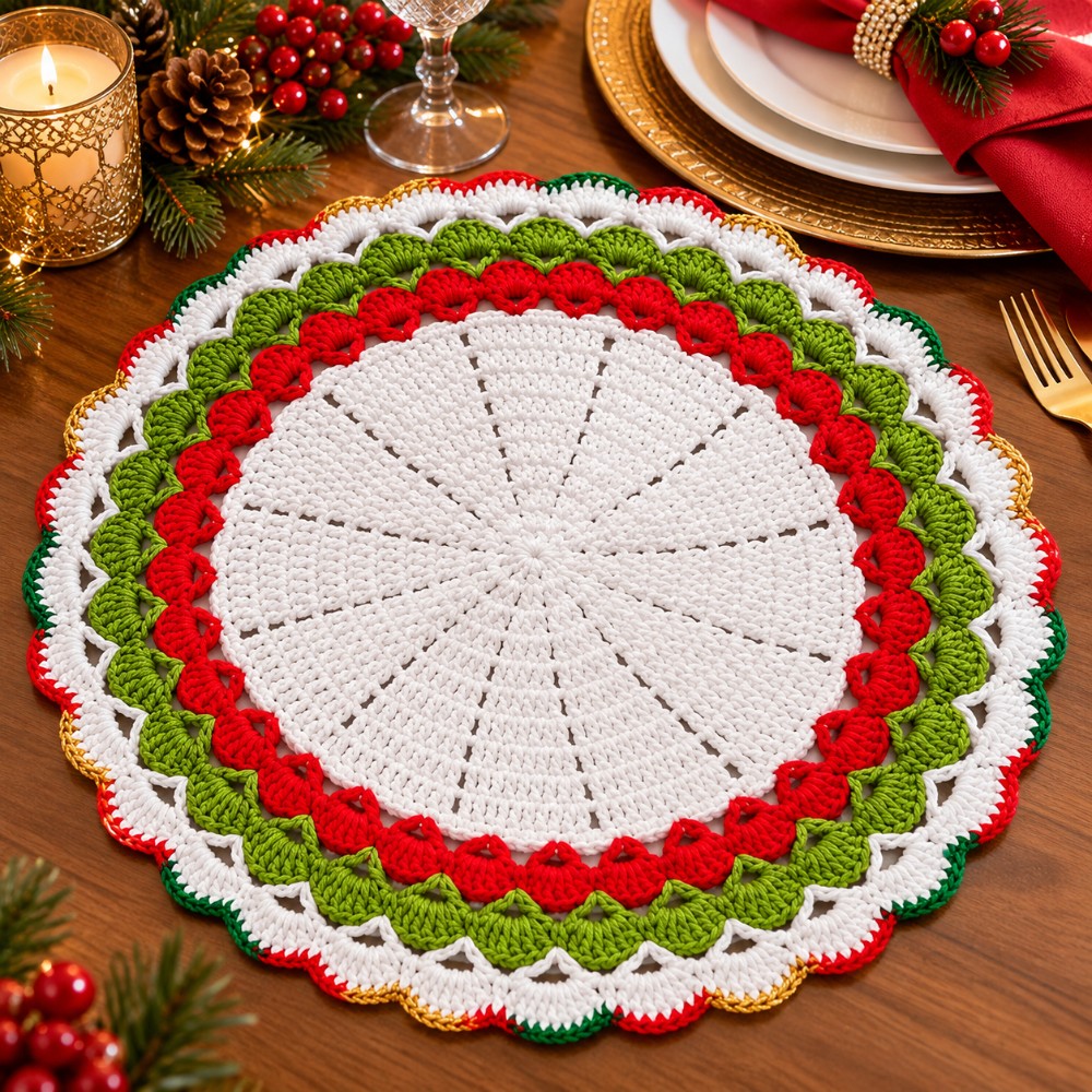 Sousplat de Crochê Natalino – Decoração para Mesa de Natal