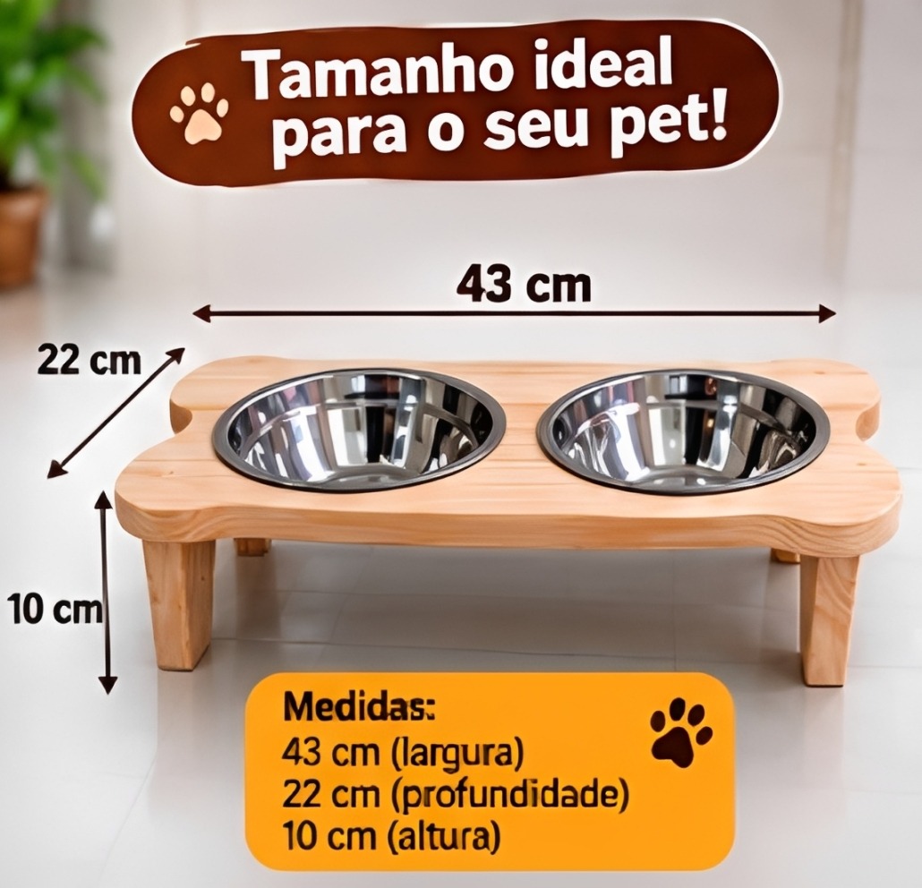 Comedouro pet de madeira