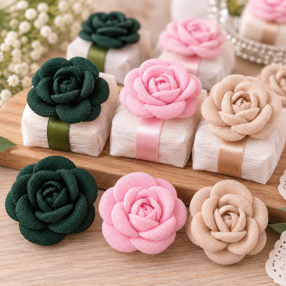 Flores Camélia de Tecido 4 cm para Bem-Casados e Lembrancinhas | 10 Unidades