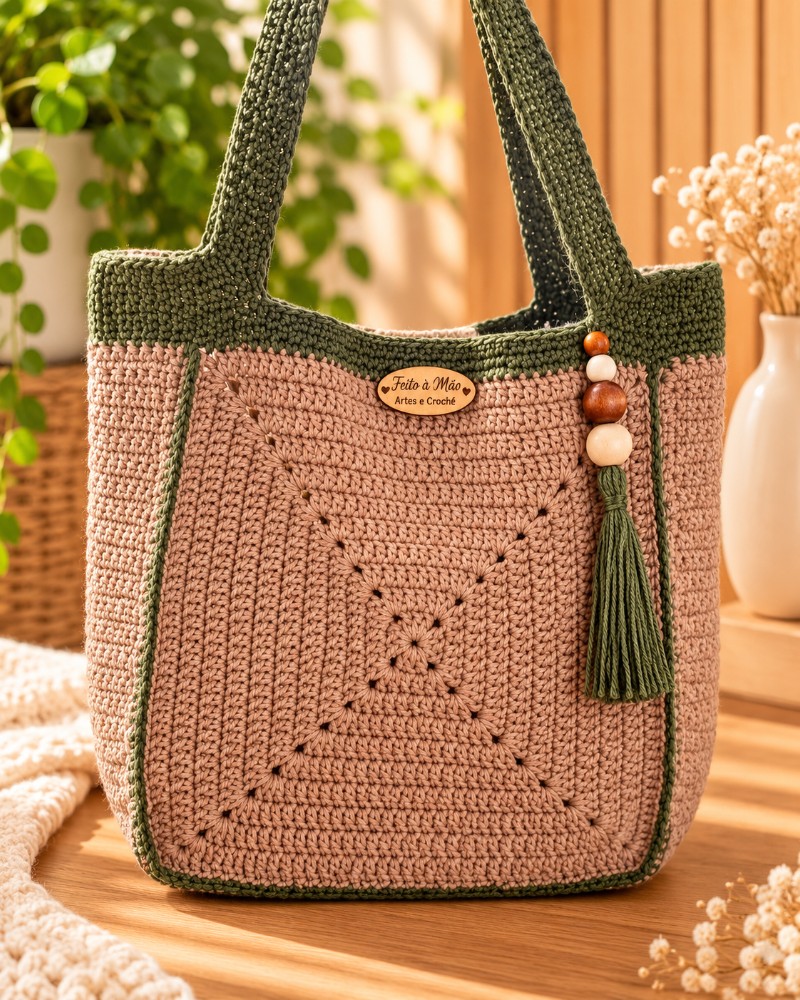 Bolsa Amazônia de Crochê 32 x 18 cm – Bolsa Feminina Artesanal