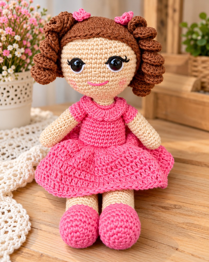 Boneca Antonela de Amigurumi em Crochê – Boneca Artesanal Personalizada