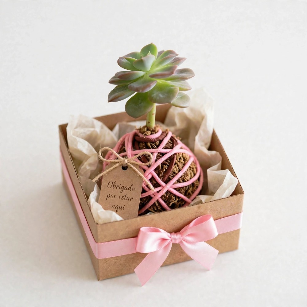 Mini Kokedama de Suculenta - Lembrancinha