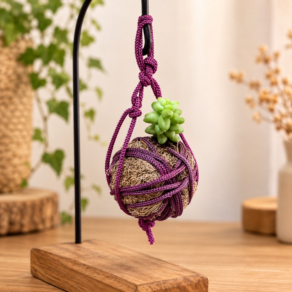 Mini Kokedama com Suculenta Natural – Lembrancinha Artesanal para Eventos