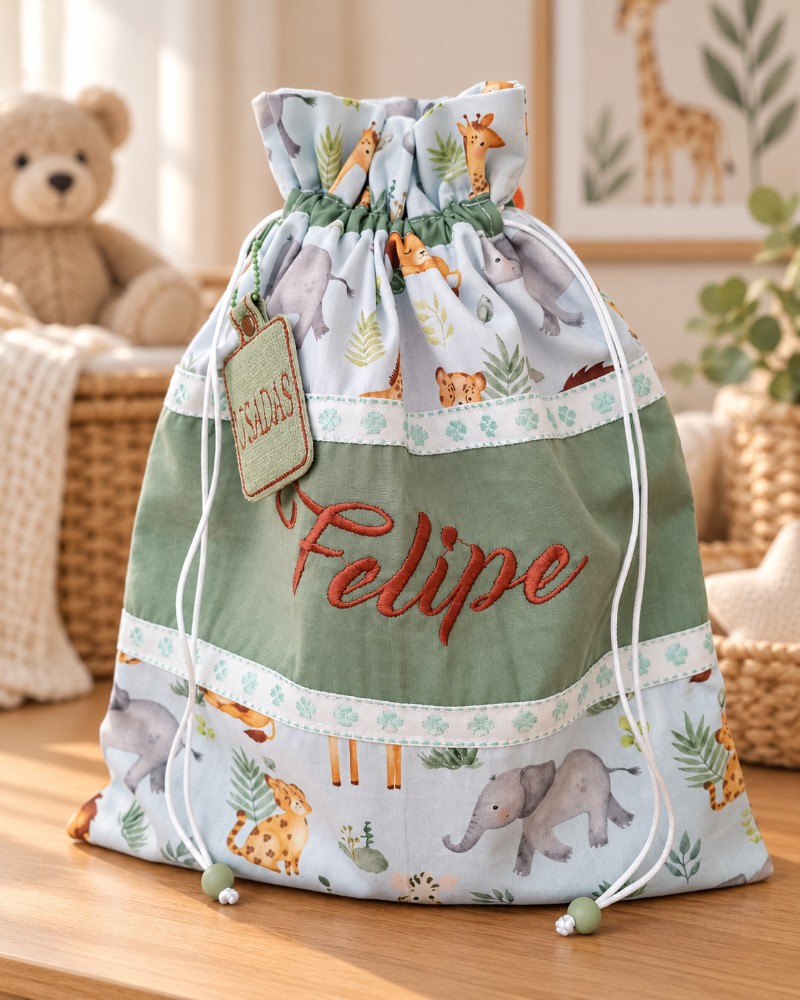 Saquinho Organizador de Roupas para Bebê Personalizado 35 x 40 cm – Impermeável