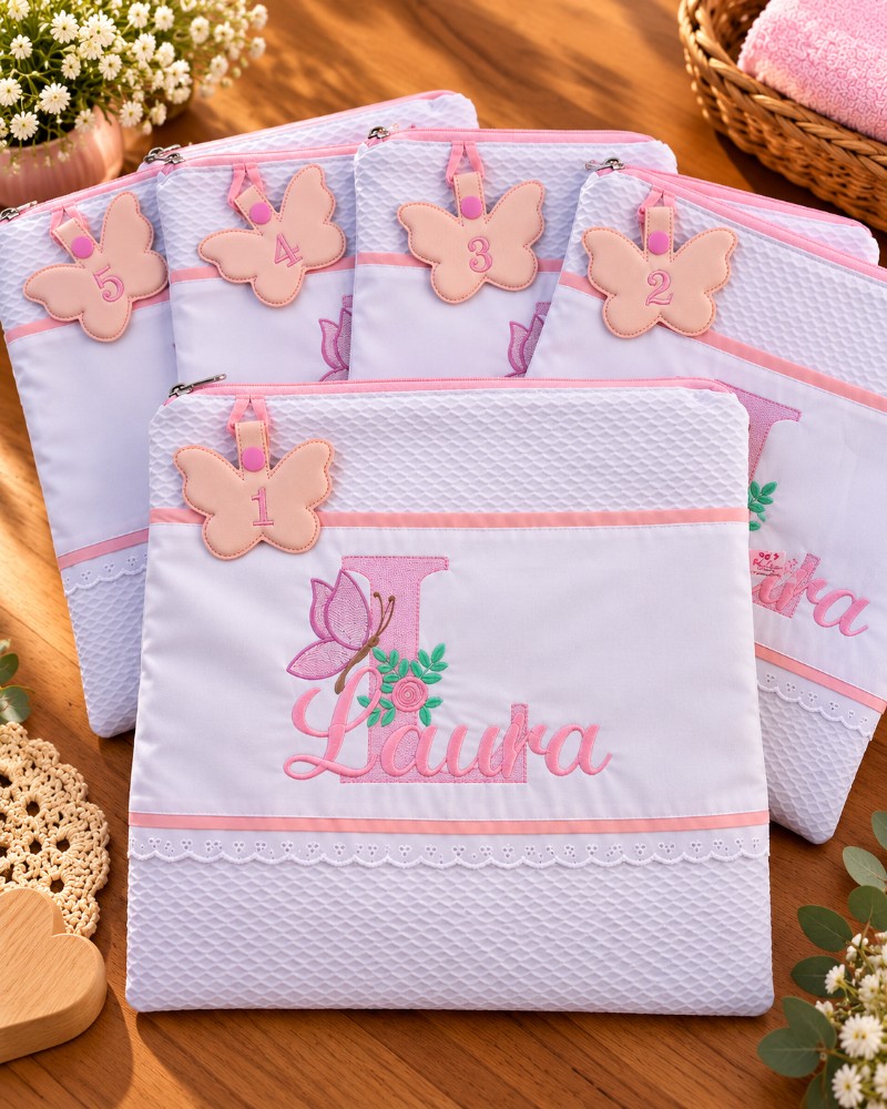 Organizador de Maternidade Personalizado em Piquet 35 x 45 cm com Zíper e Tag