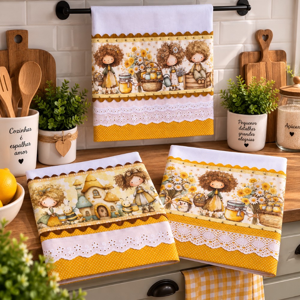Kit com 3 panos de prato